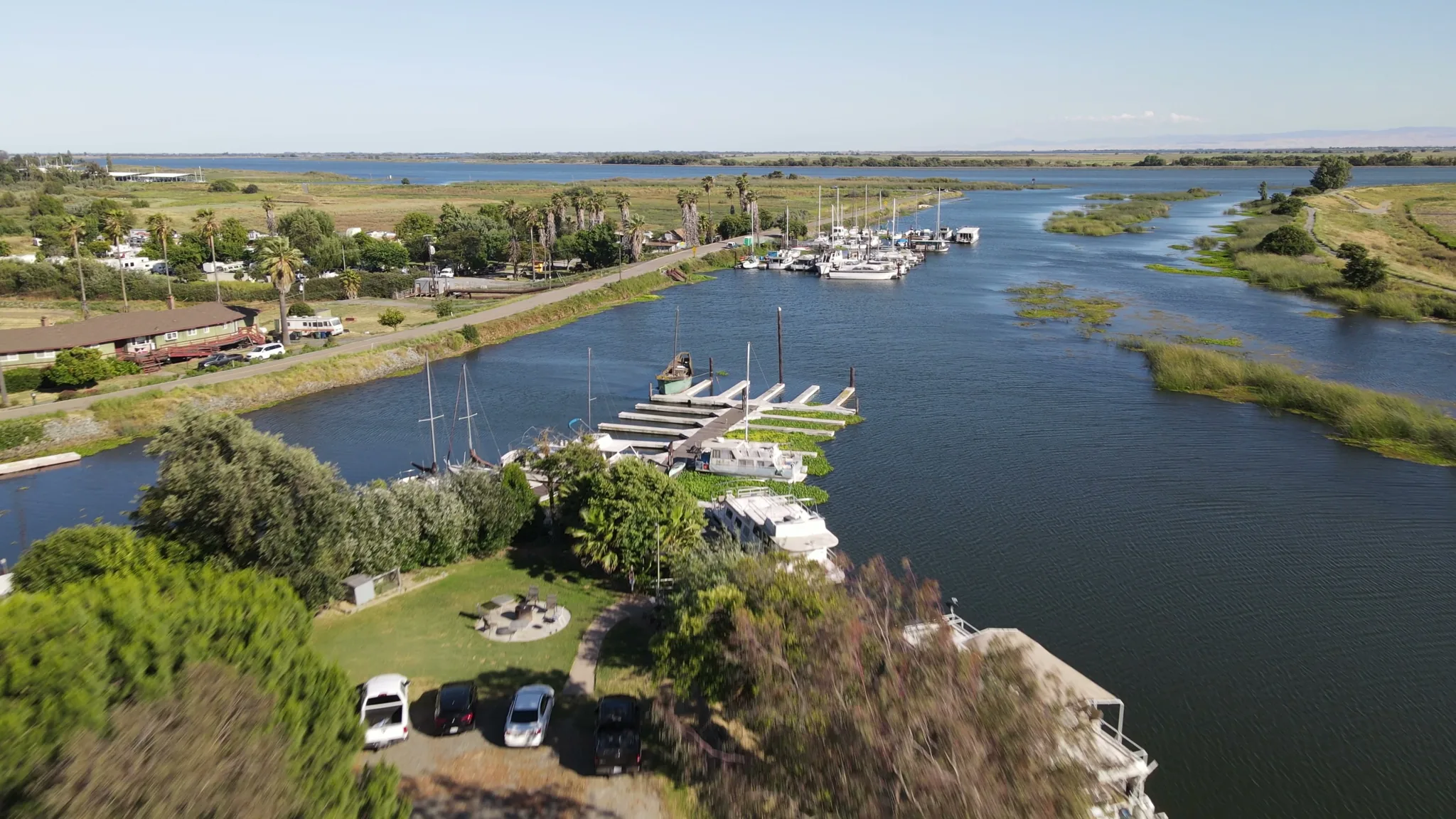 Aerial view of Brother's Island Marina — boats, docks, marina