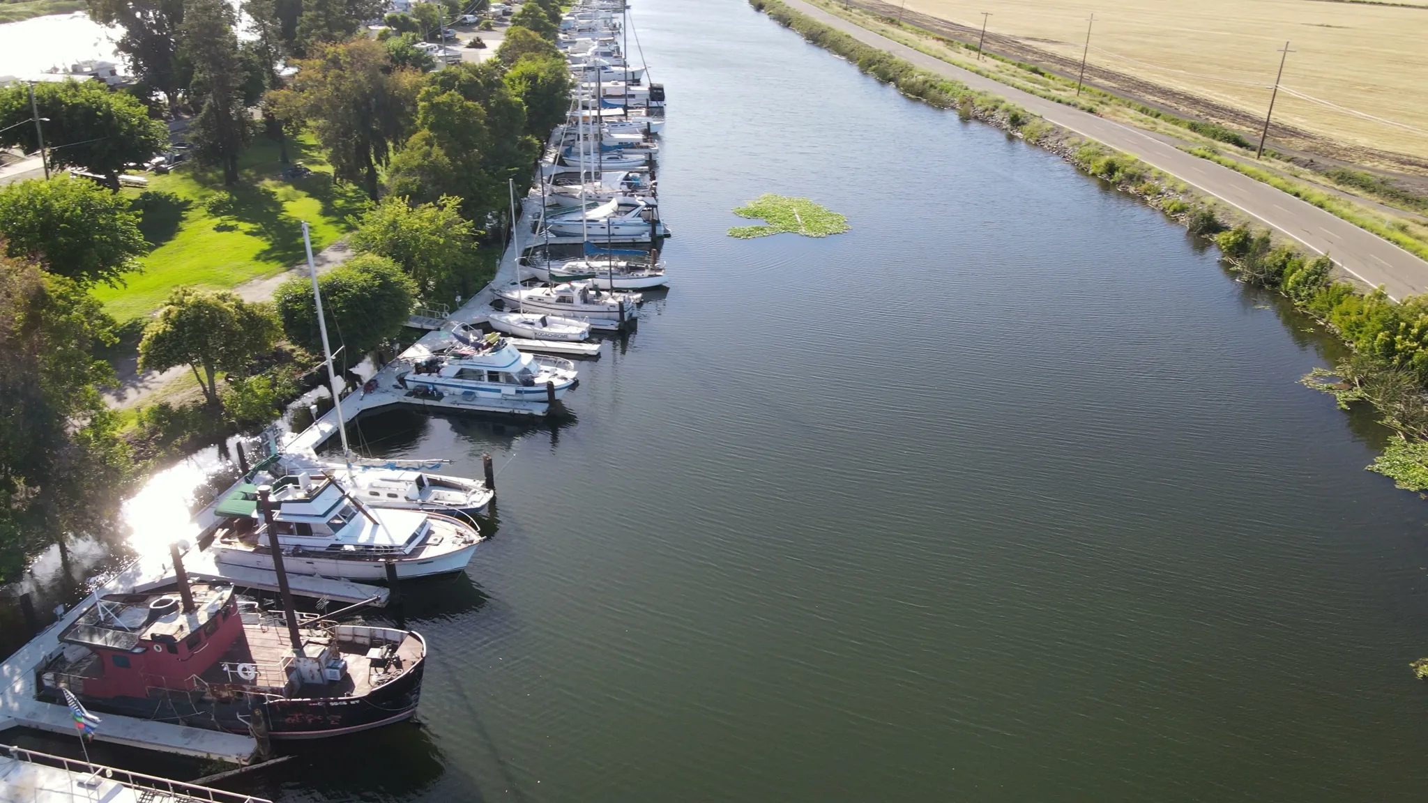 Aerial view of Brother's Island Marina — boats, docks, marina