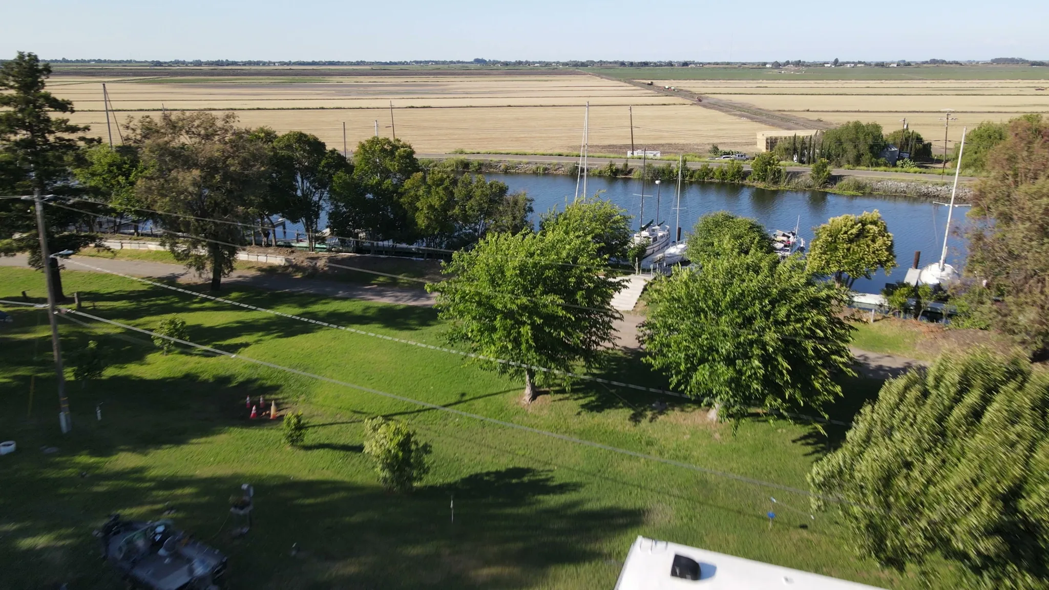 Aerial view of Brother's Island Marina — campground, wetlands, river